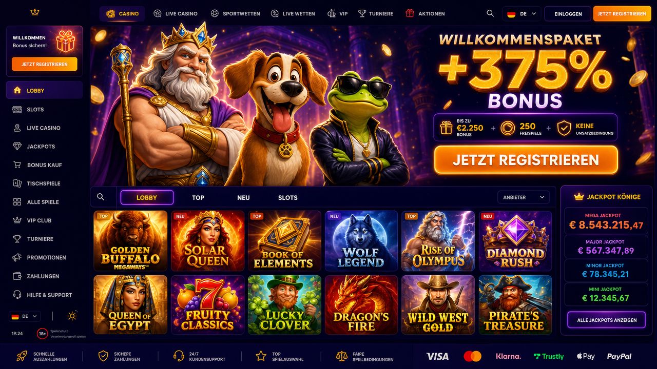 Screenshot der Dazard Casino Website
